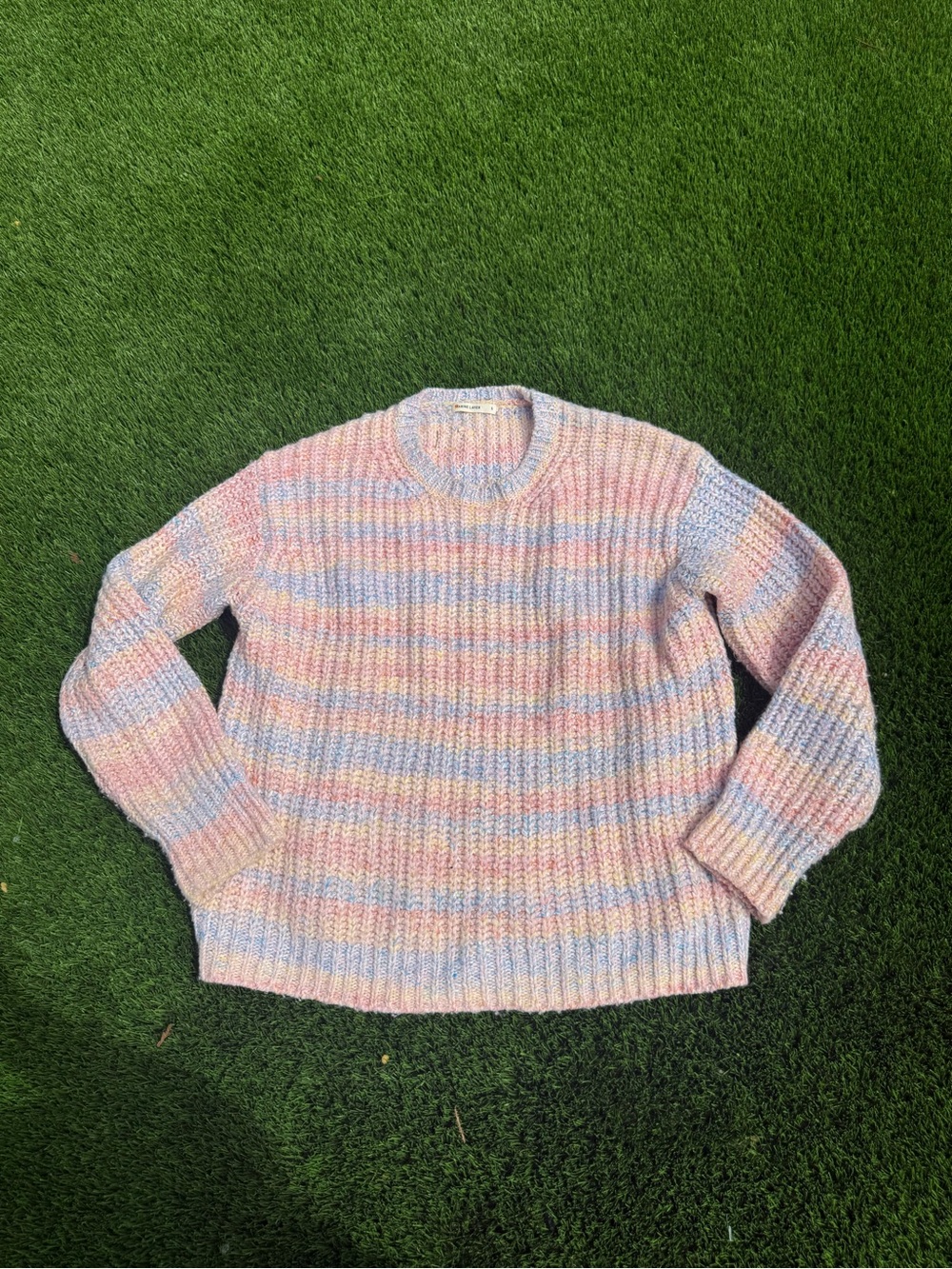 Marine Layer rainbow Pastel Stripe Crewneck Sweater - Women